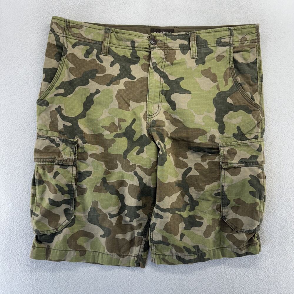 Vintage No Boundaries Shorts men's 38 Green Brown Cargo Baggy Skater y2k ripstop